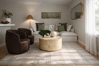 Warm Transitional Living Room by Havenly Interior Designer Tania