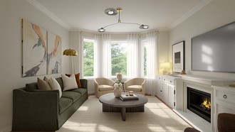 Warm Transitional Living Room by Havenly Interior Designer Diogo