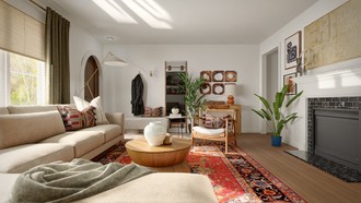 Eclectic, Bohemian, Warm Transitional, Modern Cottage Living Room by Havenly Interior Designer Jess