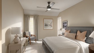 Midcentury Modern, Scandinavian, Warm Transitional Bedroom by Havenly Interior Designer Kayla