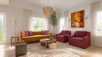 Eclectic, Warm Transitional Living Room by Havenly Interior Designer Camila