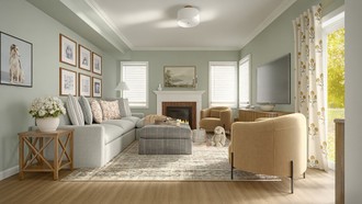 Warm Transitional, New Classic, Modern Cottage, Traditional Charm Living Room by Havenly Interior Designer Jess