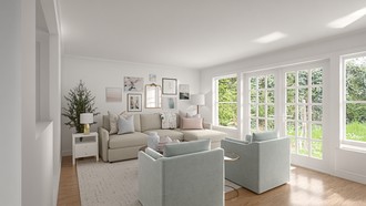 Warm Transitional, Classic Coastal Living Room by Havenly Interior Designer Courtney