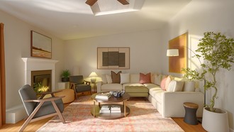 Warm Transitional Living Room by Havenly Interior Designer Diogo