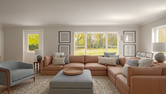 Warm Transitional Living Room by Havenly Interior Designer Diego