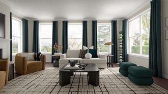 Contemporary Luxe, Warm Transitional Living Room by Havenly Interior Designer Brooke