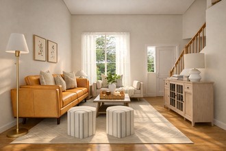 Farmhouse, Transitional, Warm Transitional Living Room by Havenly Interior Designer Tania