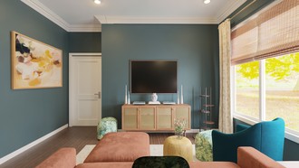 Warm Transitional, Traditional Charm, Artful Eclectic Living Room by Havenly Interior Designer Kayla