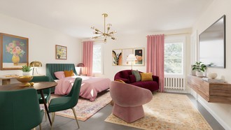 Eclectic, Glam, Vintage, Midcentury Modern Living Room by Havenly Interior Designer Katerina