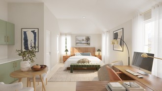 Warm Transitional Bedroom by Havenly Interior Designer Diogo