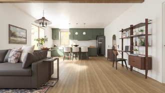 Midcentury Scandi, Warm Transitional, Modern Cottage Living Room by Havenly Interior Designer Jess