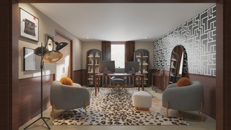 Contemporary, Eclectic, Library, Global, Artful Eclectic Office by Havenly Interior Designer Gabriela