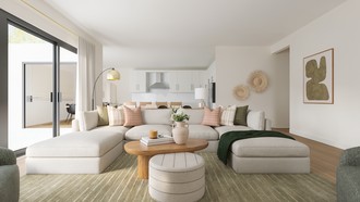 Bohemian, Organic Modern, Warm Transitional Living Room by Havenly Interior Designer Jess