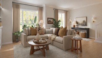 Warm Transitional Living Room by Havenly Interior Designer Lara