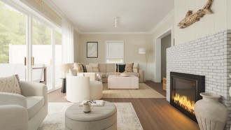 Bohemian, Coastal, Scandinavian, Midcentury Scandi, California Cool, Classic Coastal Living Room by Havenly Interior Designer Jess