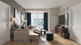 Contemporary Luxe, Warm Transitional Living Room by Havenly Interior Designer Ivan