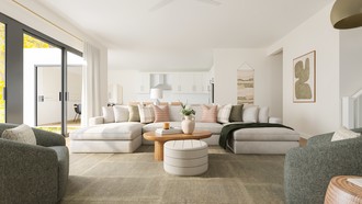 Bohemian, Organic Modern, Warm Transitional Living Room by Havenly Interior Designer Jess