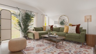 Warm Transitional Living Room by Havenly Interior Designer Sophia