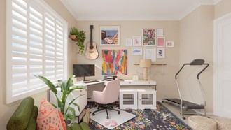 Eclectic, Bohemian, Midcentury Modern, Organic Modern, Artful Eclectic Office by Havenly Interior Designer Christopher