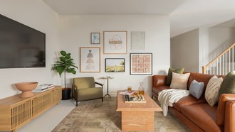 Bohemian, Global, Midcentury Scandi Living Room by Havenly Interior Designer Jess