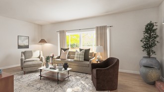 Midcentury Modern, Warm Transitional Living Room by Havenly Interior Designer Diego