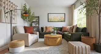 Warm Transitional Living Room by Havenly Interior Designer Sophia