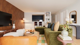 Eclectic, Transitional, Midcentury Modern, Artful Eclectic Living Room by Havenly Interior Designer Lilia