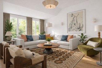 Eclectic, Midcentury Modern, Warm Transitional Living Room by Havenly Interior Designer Karley