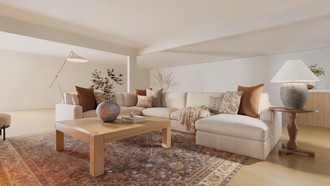Warm Transitional Living Room by Havenly Interior Designer Sophia