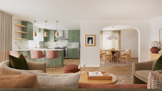 Transitional, Contemporary Luxe, Midcentury Scandi, Organic Modern, Warm Transitional, Modern Cottage, Artful Eclectic Living Room by Havenly Interior Designer Anny