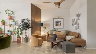Warm Transitional Living Room by Havenly Interior Designer Montserrat