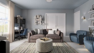 Preppy, Warm Transitional, Modern Cottage Reading Room by Havenly Interior Designer Maria