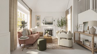 Warm Transitional Living Room by Havenly Interior Designer Ivanna