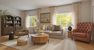 Warm Transitional Living Room by Havenly Interior Designer Sophia