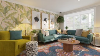 Eclectic, Warm Transitional Living Room by Havenly Interior Designer Diogo