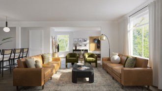 Midcentury Modern, Warm Transitional Living Room by Havenly Interior Designer Maria