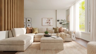 Organic Modern, California Cool, Warm Transitional Living Room by Havenly Interior Designer Candida