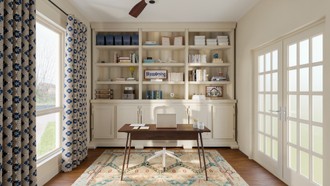 Bohemian, Organic Modern, Warm Transitional Office by Havenly Interior Designer Maria