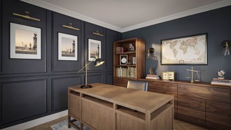 Midcentury Modern, Midcentury Scandi, Traditional Charm Office by Havenly Interior Designer Agus