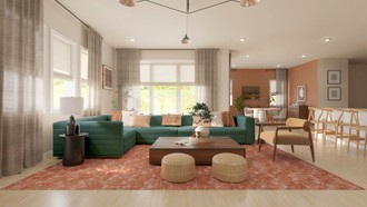 Midcentury Modern, Midcentury Scandi, Organic Modern, Warm Transitional Living Room by Havenly Interior Designer Montserrat