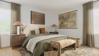 Organic Modern, Warm Transitional Bedroom by Havenly Interior Designer Emilee
