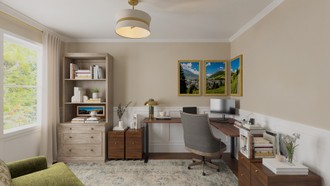 Traditional, Transitional, Library, Vintage, Warm Transitional, Traditional Charm Office by Havenly Interior Designer Maria