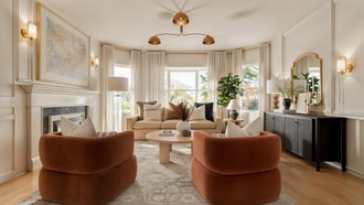Transitional, Traditional Charm Living Room by Havenly Interior Designer Malena