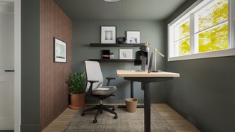 Traditional, Transitional, Library, Midcentury Scandi, Warm Transitional Office by Havenly Interior Designer Jess