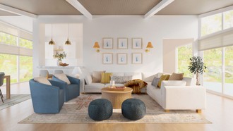 Coastal, Warm Transitional Living Room by Havenly Interior Designer Montserrat