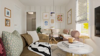 Bohemian, Parisian Modern, Midcentury Scandi, Artful Eclectic Living Room by Havenly Interior Designer Jess