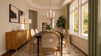 Transitional, Scandinavian, Midcentury Scandi Dining Room by Havenly Interior Designer Jacqueline