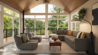 Rustic, Warm Transitional Living Room by Havenly Interior Designer Diogo