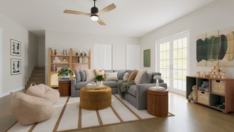 California Cool, Warm Transitional Playroom by Havenly Interior Designer Montserrat