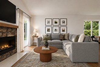 Warm Transitional Living Room by Havenly Interior Designer Cami
